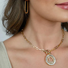 Load image into Gallery viewer, PREORDER: Paperclip Chain Radiant Initial Necklace
